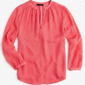 J.Crew Silk Blend Coral Pink Blouse | Long Sleeves